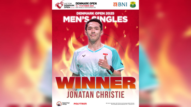 Jonatan Christie juara Denmark Open 2025. [Instagram]